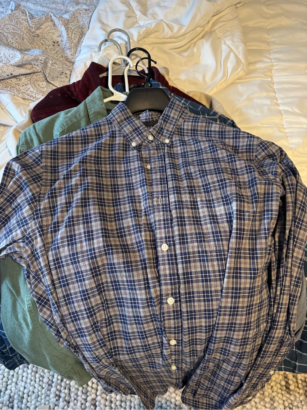 J. Crew Men's Navy and White Plaid Button-Down Shirt